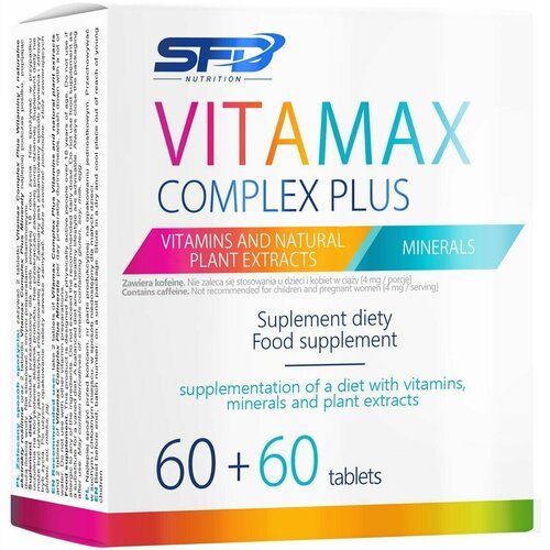 Витаминно-минеральный комплекс SFD, 60+60 таблеток / Витамины для иммунитета, нервной системы, мышц / Для взрослых, мужчин и женщин