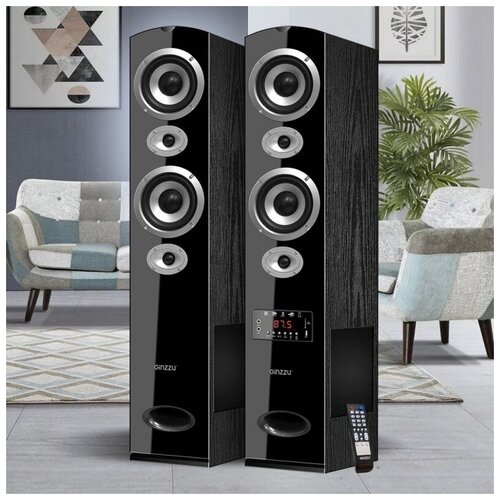 _Дисконт.Колонка Ginzzu GM-328 (2x100W/38Hz-21kHz/BT/USB/SD/FM/AUX/ДУ) замят колпак на динамике