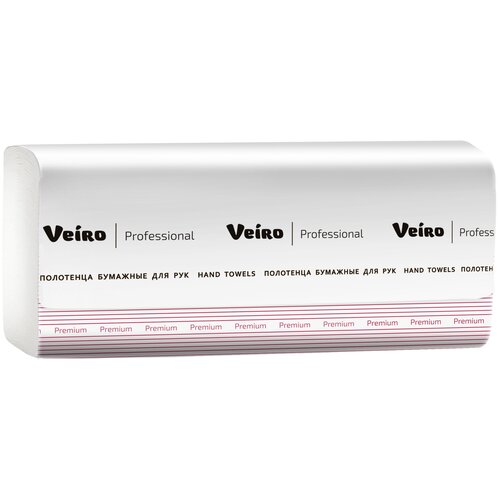 фото Полотенца бумажные профессиональные veiro professional 200 шт., veiro kz303 (система h2), комплект 21 шт., premium, 2-слойные, белые, 24х21,6 см, z
