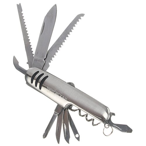 Ермак Нож перочинный, 15см, многофункциональный, 11 функций, нержавеющая сталь