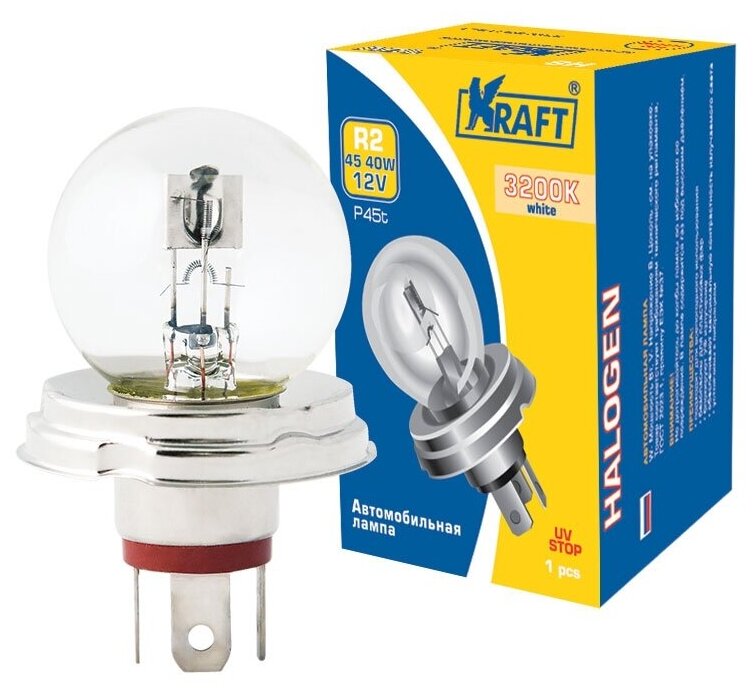 Лампа автомобильная галогенная KRAFT R2 12v 45/40w (P45t) KT 700027 PX29t