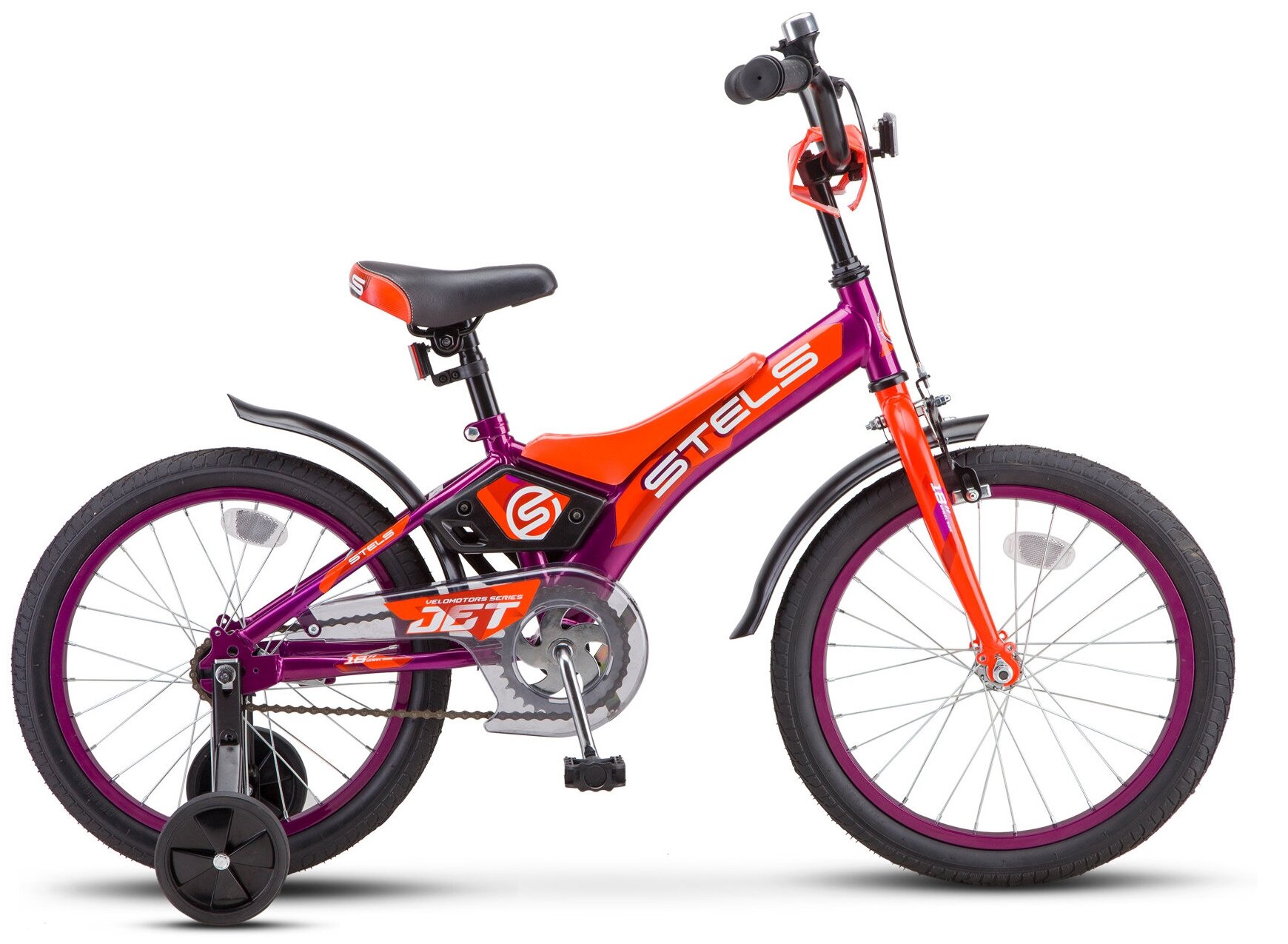Детский велосипед STELS Jet 18 Z010 (2020) фиолетовый/оранжевый 10" (требует финальной сборки)