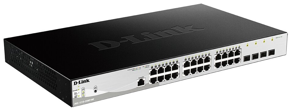 Коммутатор D-Link DGS-1210-28MPMEB1A Управляемый L2 24 ports 101001000Base-T 4 ports 1000Base-X SFP PoE-бюджет 370 Вт