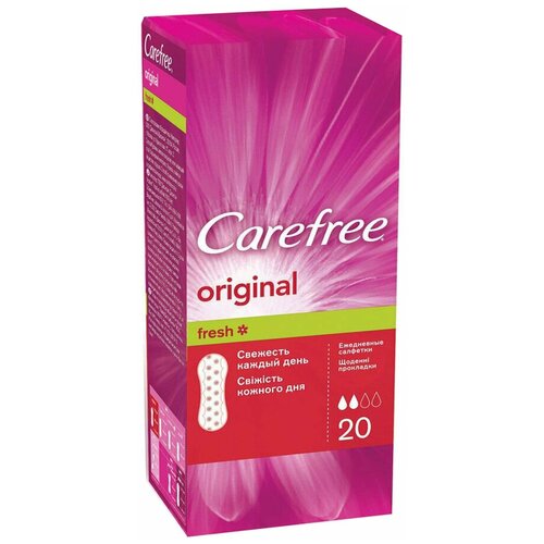 Carefree прокладки ежедневные Original Fresh, 2 капли, 20 шт.