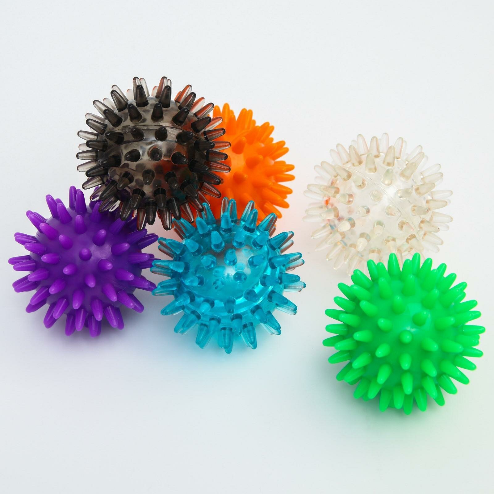 Развивающий массажный мячик с шипами, «Веселый Ёжик», твёрдый,d= 6 см, цвет микс - фотография № 8