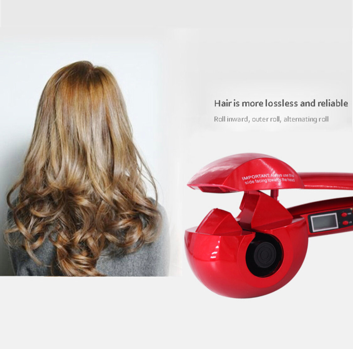 Автоматическая вращающаяся керамическая плойка для завивки волос/красный - фотография № 3