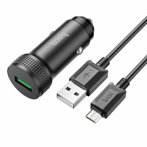 Автомобильное зарядное устройство 1USB 3.0A QC3.0 быстрая зарядка для micro USB Hoco Z49A Black автомобильное зарядное устройство 1usb 3 0a qc3 0 быстрая зарядка для micro usb hoco z49a black