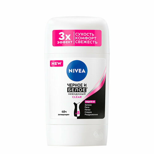 Део-стик жен. `NIVEA` черное И белое Невидимый Clear (антиперспирант) 50 мл део стик жен nivea черное и белое невидимый clear антиперспирант 50 мл