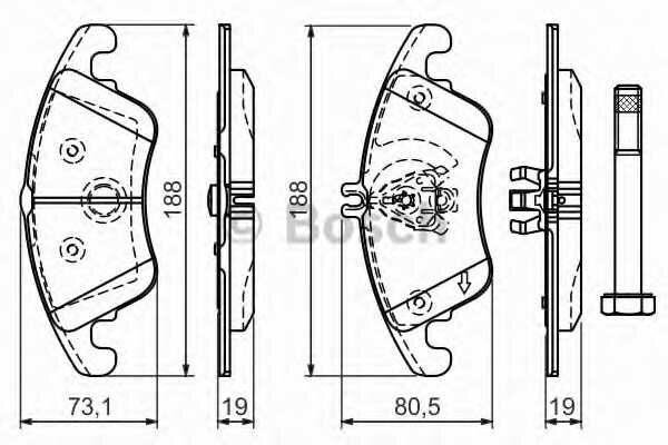 Колодки тормозные MERCEDES C (W204, S204), E (W212, S для MERCEDES-BENZ E-CLASS Кабриолет (A207) E 250 CGI (207.447) BOSCH 0986494263