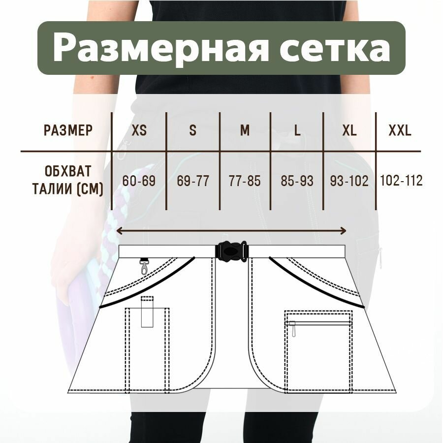 Пояс-юбка дрессировщика Basic Черно-Зеленый L - фотография № 4