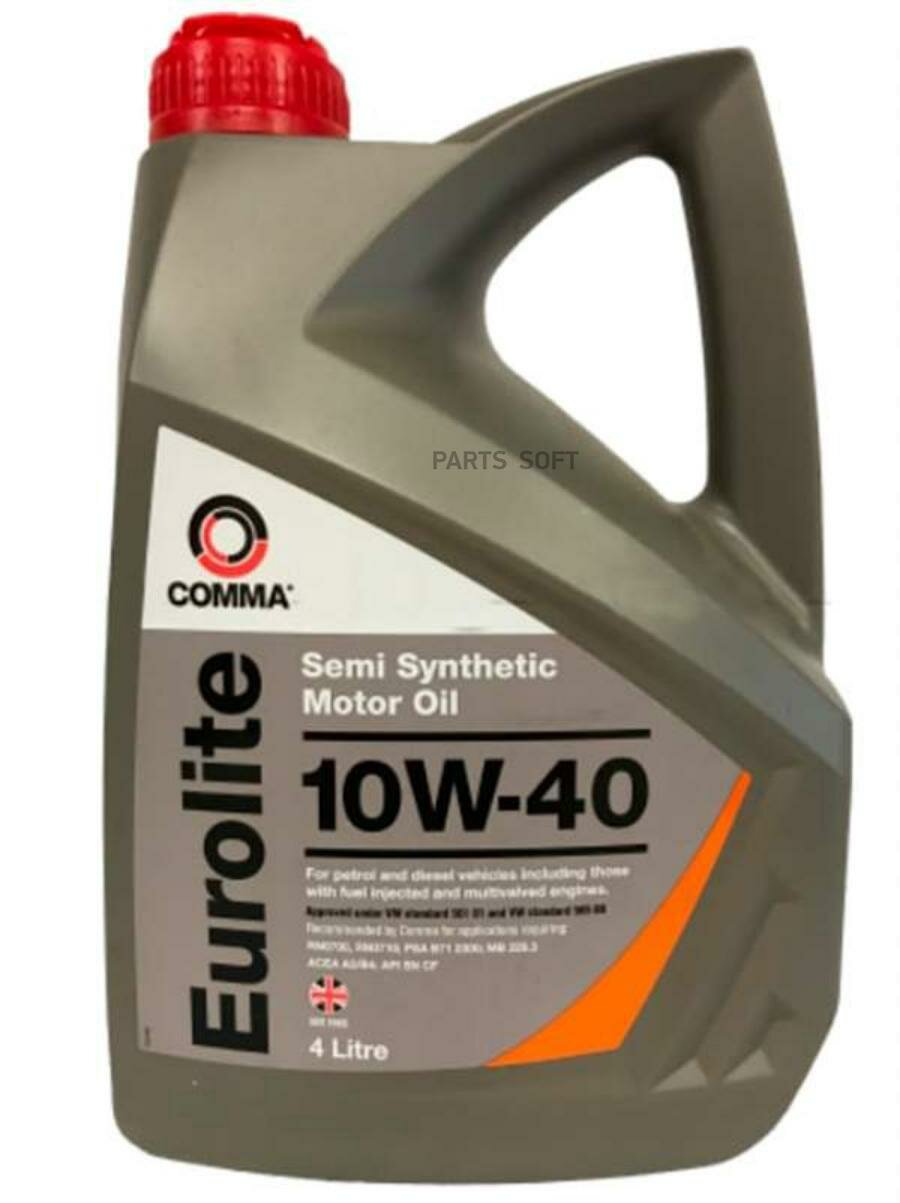 COMMA 10W40 EUROLITE (4L)_масло мотор! полусин.\ ACEA A3/B4, API SN/CF, MB 229.1, VW 501.01/505.00 COMMA / арт. EUL4L - (1 шт)