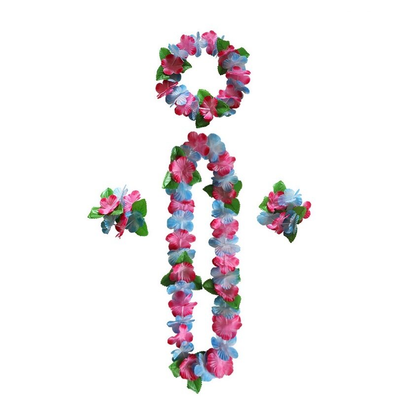 фото Гавайский набор Хула - 2 (лея, венок, 2 браслета), гавайская вечеринка