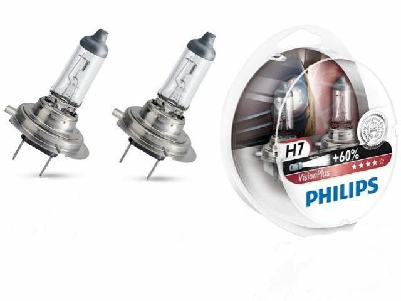 Лампа H7 12V 55W PX26d (PHILIPS) Vision Plus +60%, 2шт — купить в