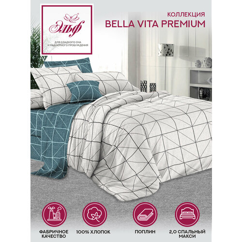 Постельное белье 2 спальное Макси поплин с простыней Евро пододеяльник на молнии коллекции Bella Vita Premium Эльф (1180 Максимилиан)