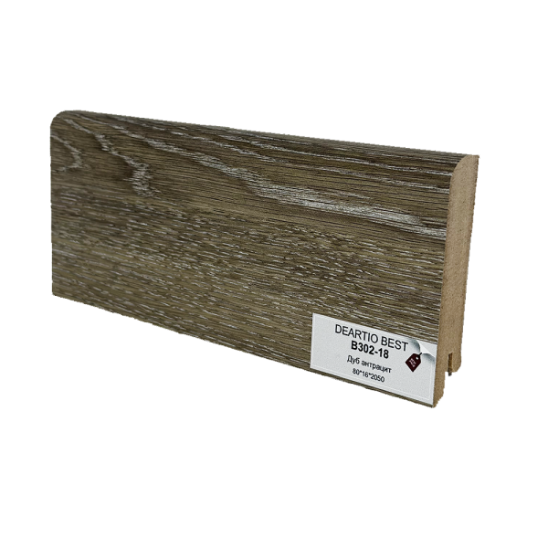 Плинтус Напольный МДФ Deartio Best B302-18 Дуб Антрацит В80хТ16хД2050 мм Deartio.