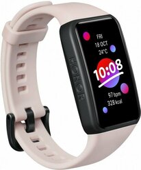 Силиконовый ремешок с застежкой для фитнес-браслета Honor Band 6 и Huawei Band 6 / Браслет на смарт часы Хонор Бэнд 6 и Хуавей Бэнд 6 / Светло-розовый