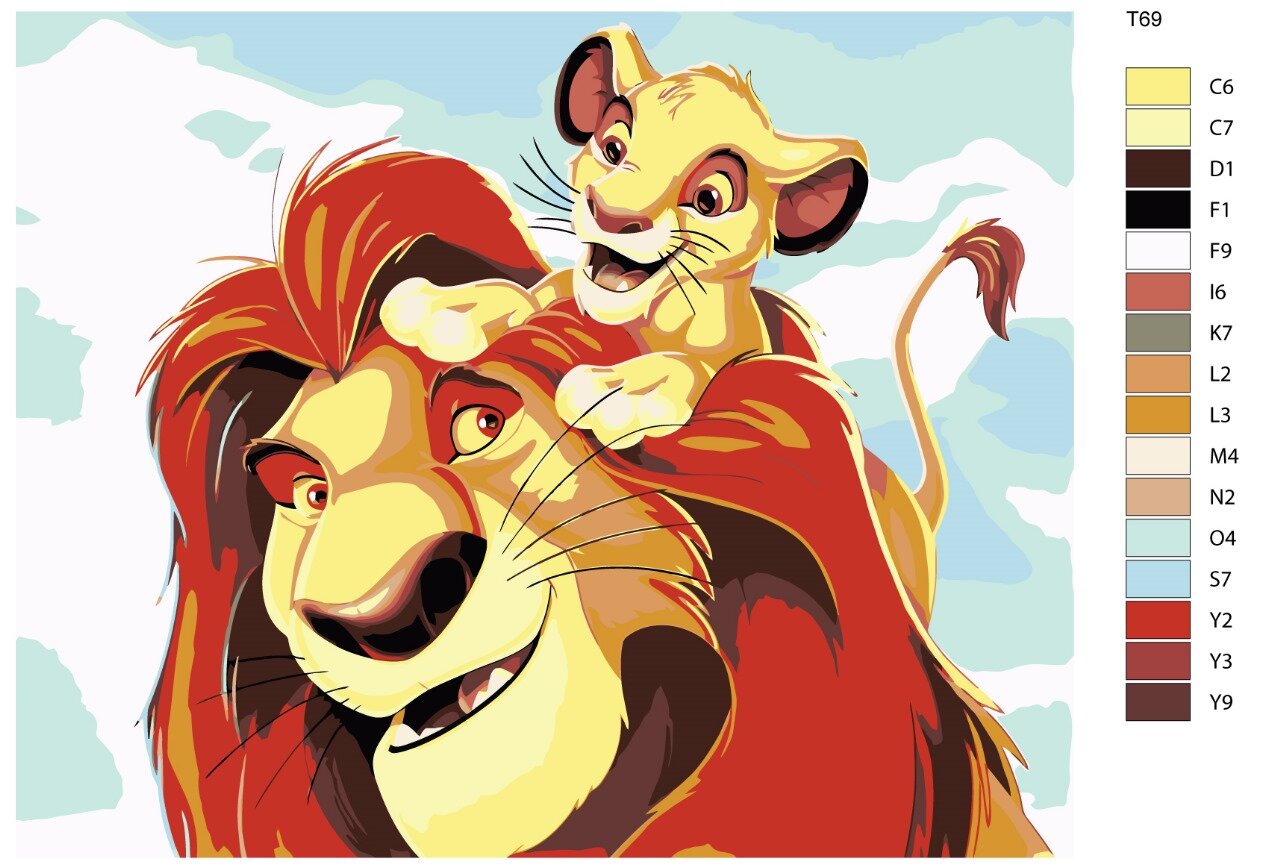 Картина по номерам Т69 "Король Лев и Симба", 40х50 см