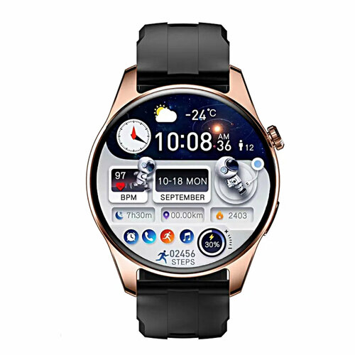 Умные смарт часы HK4 HERO Premium Smart Watch AMOLED iOS Android, 2 ремешка, золотистые