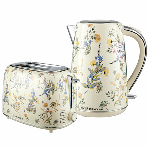 Набор для чая Brayer тостер BR1083YEчайник BR2103YE 2200 Вт 17 л бежевый 7190₽