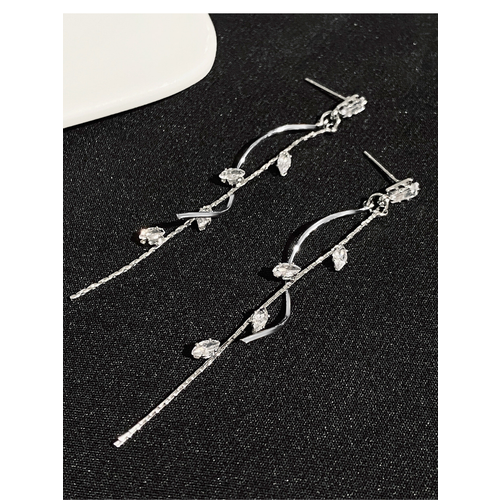 Серьги с подвесками цепочки хрусталь размер 7 мм серебристый 587₽