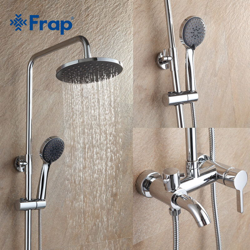 Душевая система с тропическим душем и смесителем Frap F2416, хром