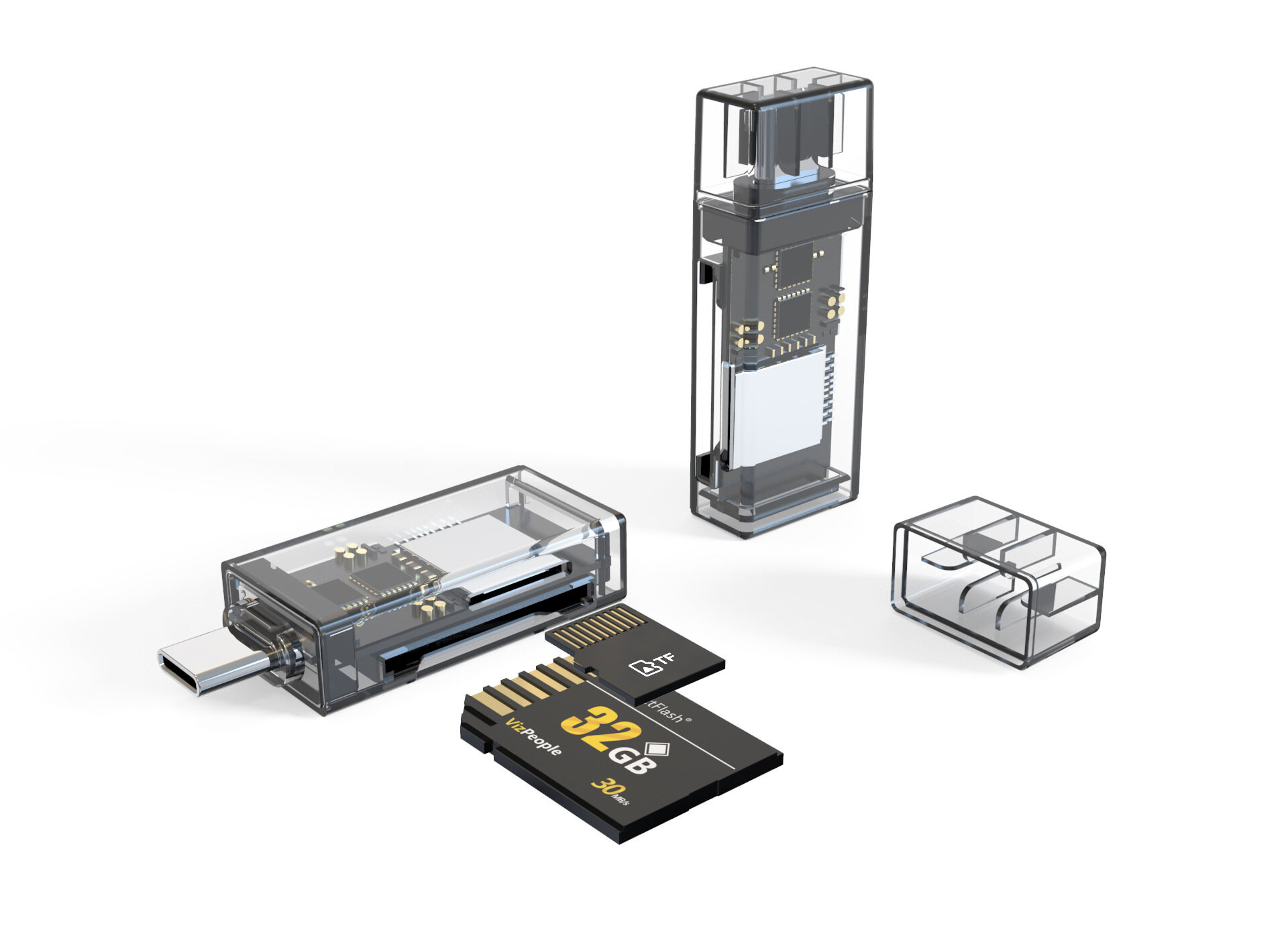 Кросс-граничная оптовая продажа мобильного устройства для чтения карт памяти Lightning-T-C, адаптера для SD-карт,