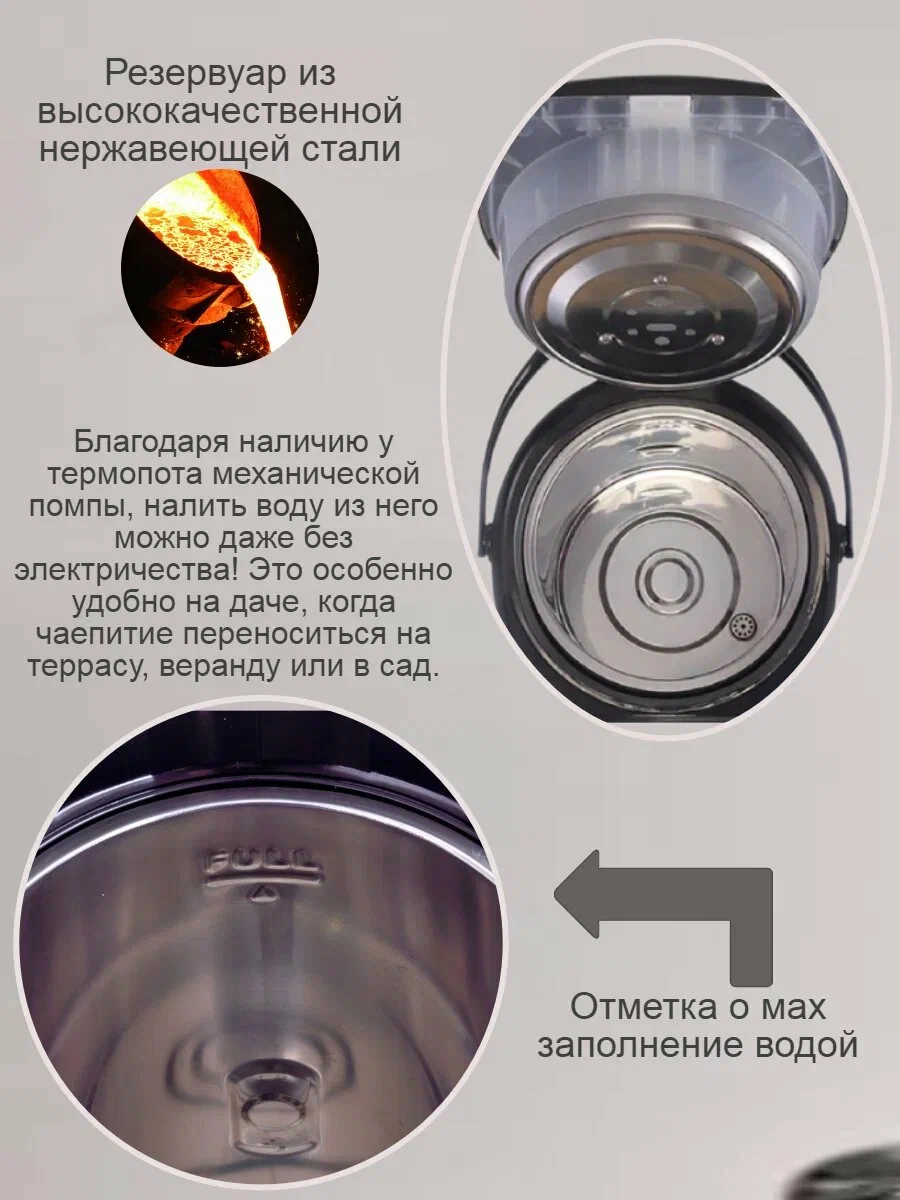Электрический термопот Cronier CR-1592, Чайник-термос 5 л, мощность 1200 Вт — фото 1