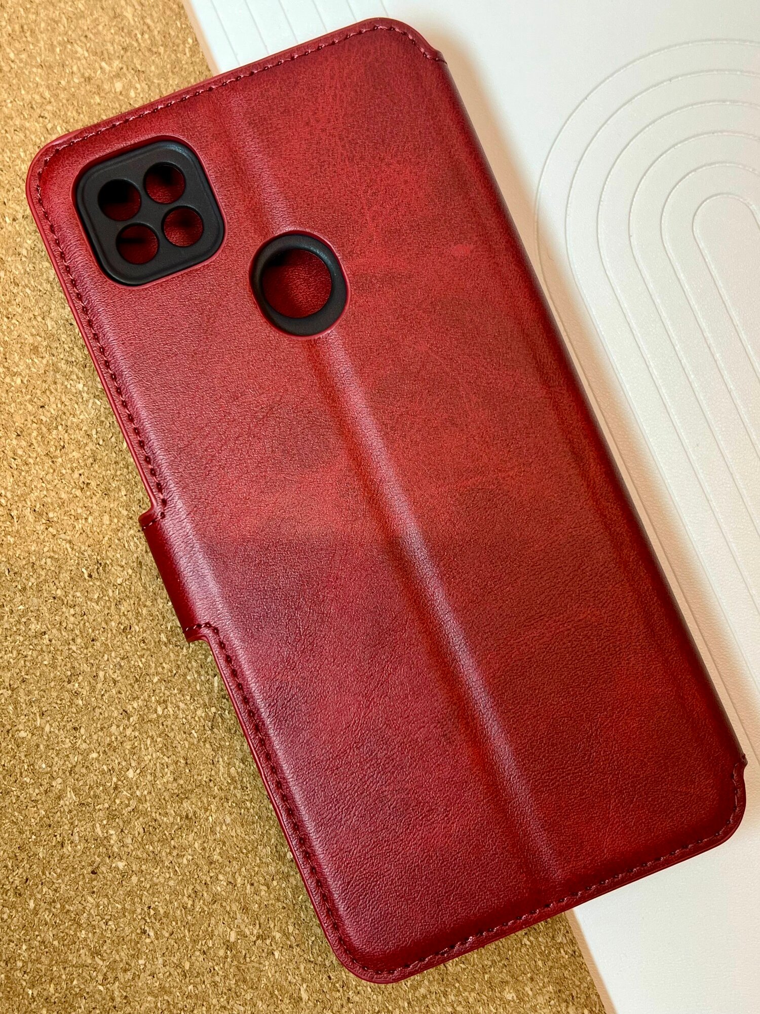 Чехол книжка для Redmi 10A / Redmi 9C кожаный с магнитной застежкой / Редми 9Ц / 10А , с функцией подставки , красный — фото 1