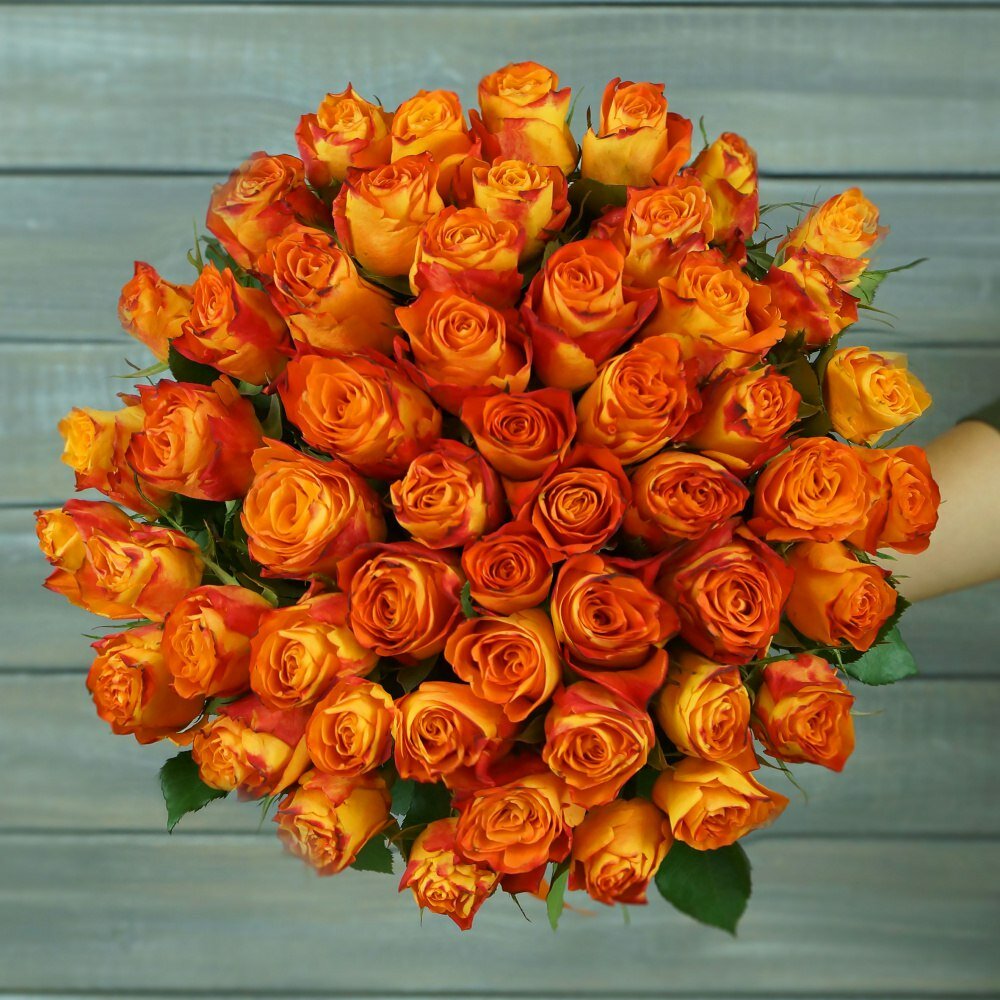 Монобукет Букет Маркет "Кения" роза 65 шт 40см оранжевый
