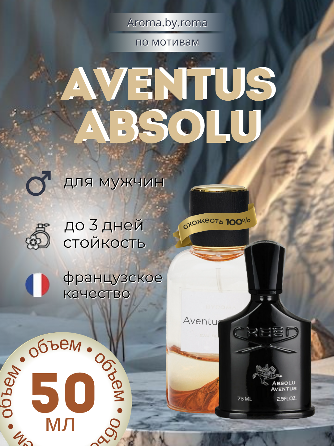 Парфюм мужской, по мотивам Aventus Absolu, духи, 50 мл, стойкий аромат
