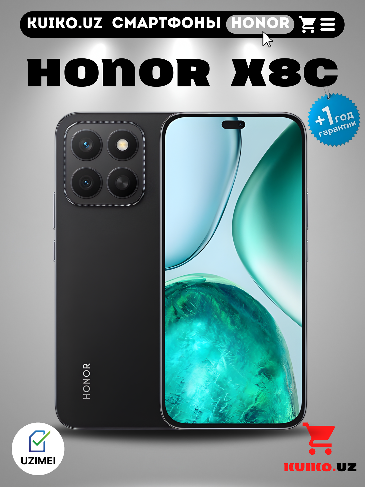 Смартфон HONOR X6C Midnight Black, Android, 6GB/256GB, Dual SIM, Bluetooth, Wi-Fi — фото 1