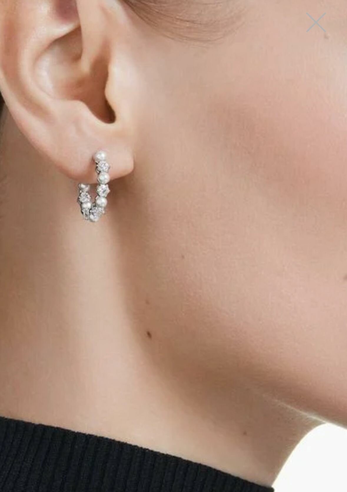 Серьги одиночные SWAROVSKI, кристаллы Swarovski, размер 18 мм, жемчужный — фото 1