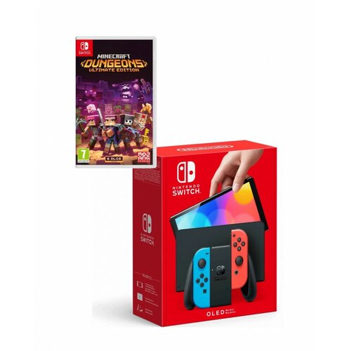 игра minecraft legends deluxe edition nintendo switch rus Игровая консоль Nintendo Switch OLED+Игра Minecraft Dungeons Ultimate Edition