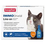 Beaphar капли от блох и клещей IMMO Shield Line-on для кошек и котят 3 шт. в уп. - изображение