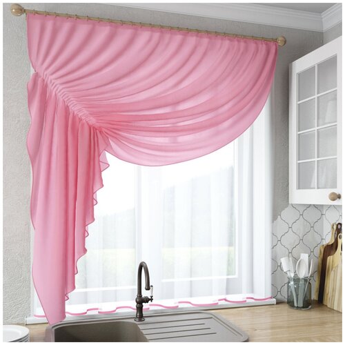 фото Шторы для кухни sola "ромео", розовый, левая