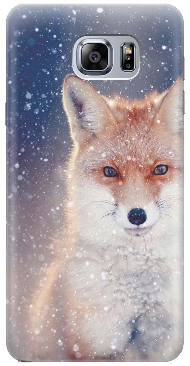 Ультратонкий силиконовый чехол-накладка для Samsung Galaxy Note 5 с принтом "Лисица в снегопад"
