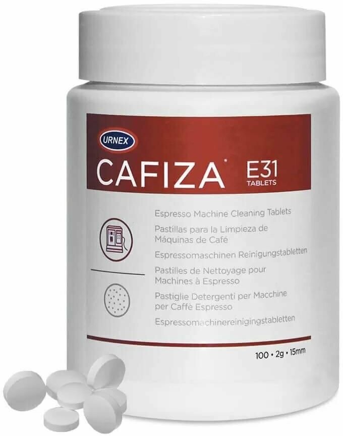 Таблетки Urnex Cafiza E31 для очистки эспрессо-машин от кофейных масел 2г/d15мм, 100 шт
