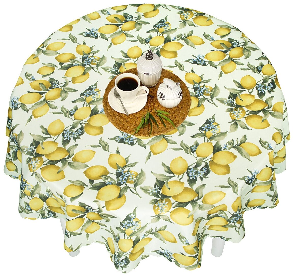 фото Скатерть на стол Maifon Лимоны с тефлоновым покрытием, водоотталкивающая