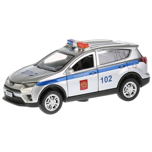 Полицейский автомобиль ТЕХНОПАРК Toyota RAV4 Полиция (RAV4-P-SL) 1:40, 12 см, серебристый/синий машинка технопарк полиция 20 см свет и звук