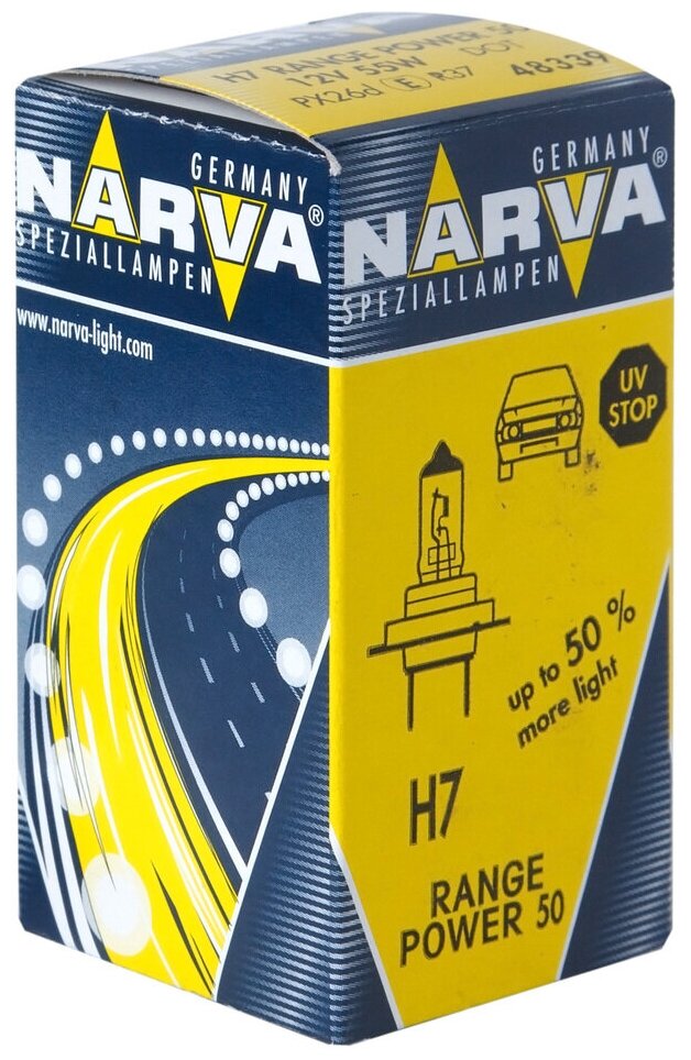 Лампа H7 (55w) Px26d Range Power 50+ 12v Nva C1 (1) 48339 Narva арт. 48339