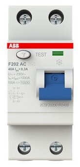 ABB Выключатель диф. тока 2п 40A 300mA тип AC F202 2CSF202001R3400 - фотография № 2