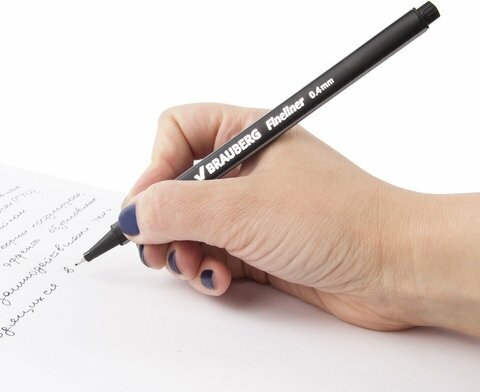Ручка капиллярная (линер) BRAUBERG "Aero", черная, трехгранная, линия письма 0,4 мм,142252 (12 штук)