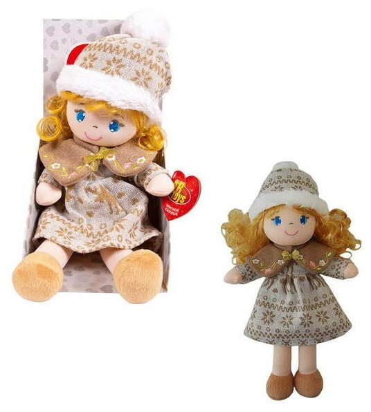 Кукла мягконабивная, в бежевой шапочке и фетровом платье, 36 см, ABtoys (АБтойс) M6056