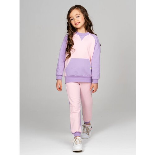 фото Комплект одежды кудымовёнок, свитшот и брюки, размер 98, розовый