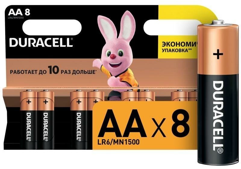 Элемент питания алкалиновый LR LR6-8BL BASIC (блист.8шт) Duracell C0037387 ( 8 упак.)