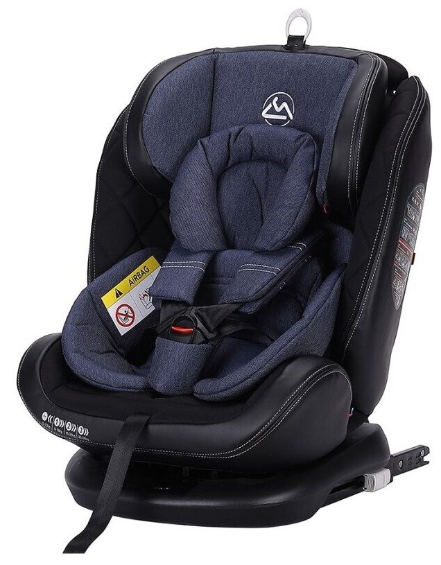 Автокресло поворотное Luxmom, 0-36кг Isofix (0-12лет), темно-синий