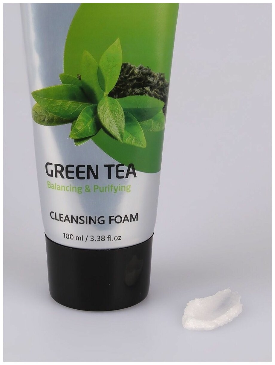 Балансирующая кремовая пенка Consly для умывания с экстрактом зеленого чая, 100мл - фото №19