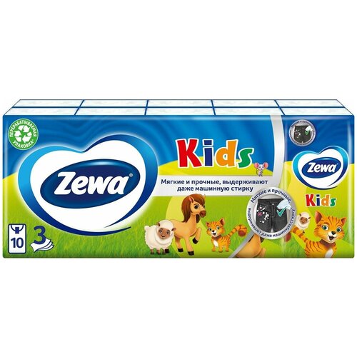 Носовые Платки Kids детские 3 слоя 10*10шт