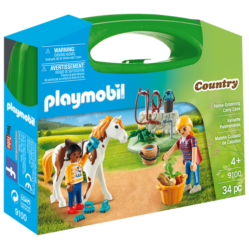 фото Набор с элементами конструктора playmobil country 9100 стрижка лошадей