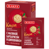 Макфа Каша овсяная цельнозерновая с малиной, барбарисом и шиповником, 5 пак. по 40 г